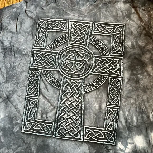 Cross T Shirt Short Sleeve Black Tie Dye Grunge Emo Vintage Y2K Men's Size 3XL - Picture 2 of 6